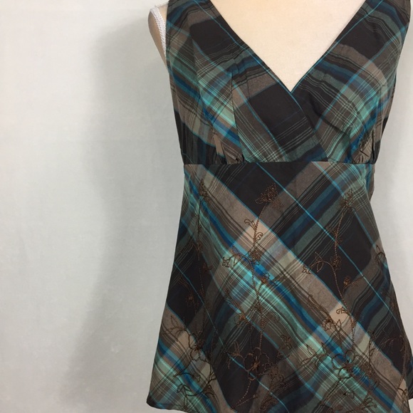 Vintage 90s y2k milkmaid fairycore cotton plaid top cottagecore - Picture 2 of 7